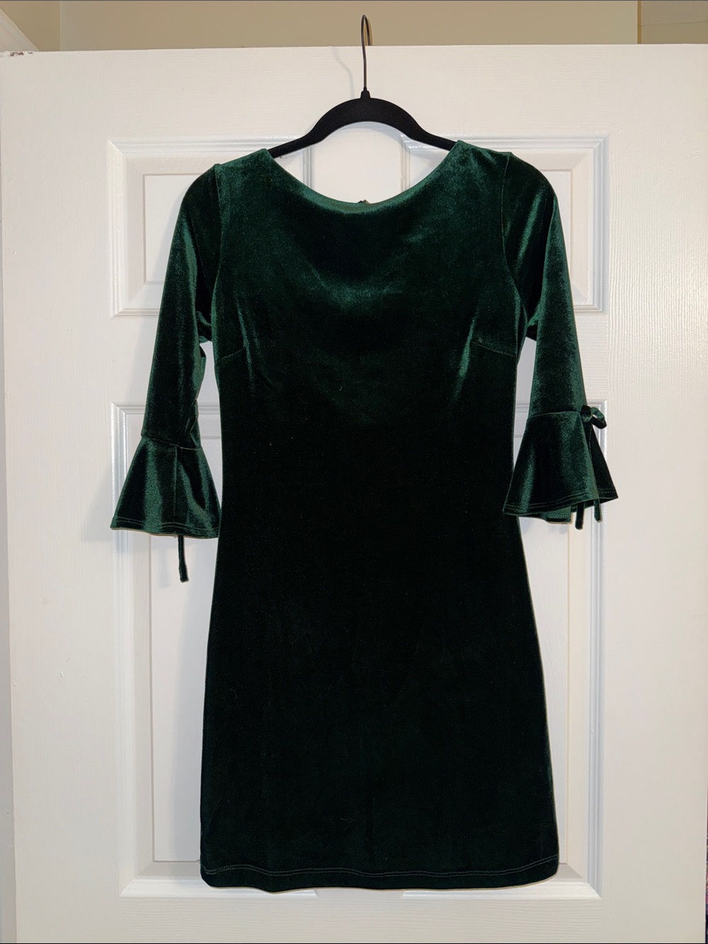 B. Darlin Velvet Bell-Sleeve Dress - Deep Green